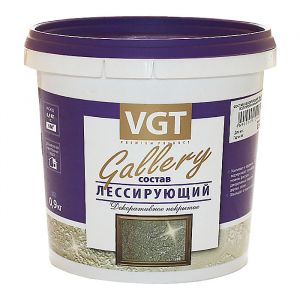 ВГТ Состав лессирующий "Gallery" полупрозрачный серебристо-белый 0,9кг ― Оптовая продажа строительных материалов ТД "Одис"