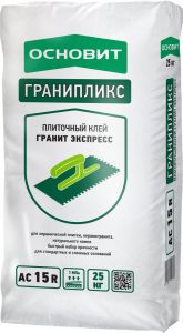 ОСНОВИТ Клей для плитки и керамогранита ГРАНИПЛИКС АС15 R быстротверд. цементный 25кг ― Оптовая продажа строительных материалов ТД "Одис"