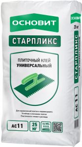 ОСНОВИТ Клей для плитки СТАРПЛИКС АС11 универсальный цементный 25кг ― Оптовая продажа строительных материалов ТД "Одис"