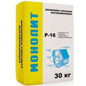 МОНОЛИТ Р-16 Шпаклевка выравнивающая гипсовая 30кг ― Оптовая продажа строительных материалов ТД "Одис"