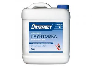 ОПТИМИСТ G101 Грунтовка акриловая проникающая с антисептическими добавками для внутренних работ 1л ― Оптовая продажа строительных материалов ТД "Одис"