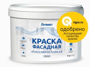 ОПТИМИСТ F301 Краска фасадная атмосферостойкая белая 7кг ― Оптовая продажа строительных материалов ТД "Одис"