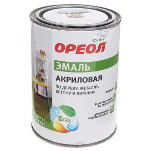 ОРЕОЛ Эмаль универсальная акриловая глянцевая белая 0,9кг ― Оптовая продажа строительных материалов ТД "Одис"