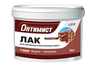 ОПТИМИСТ L210 Лак акриловый глянцевый для наружных и внутренних работ 3кг ― Оптовая продажа строительных материалов ТД "Одис"